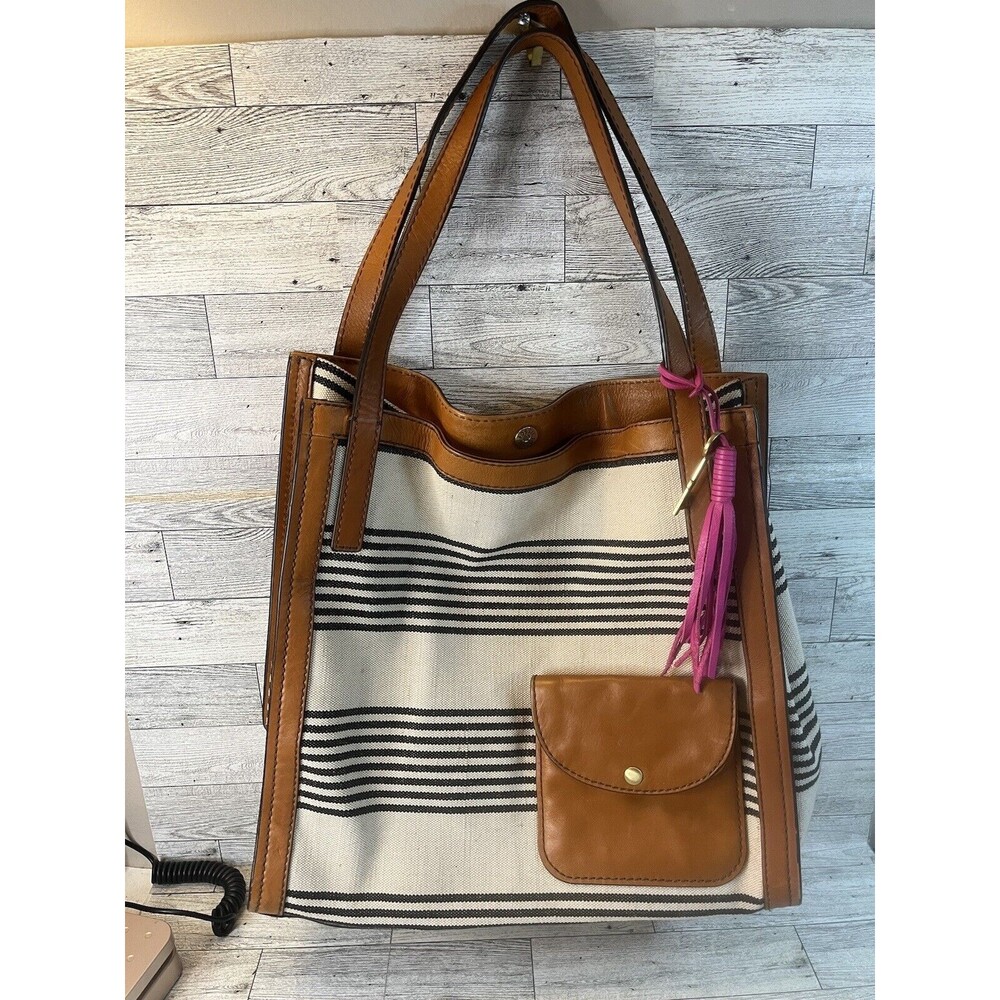 Striped Brown and Cream Tote Bag